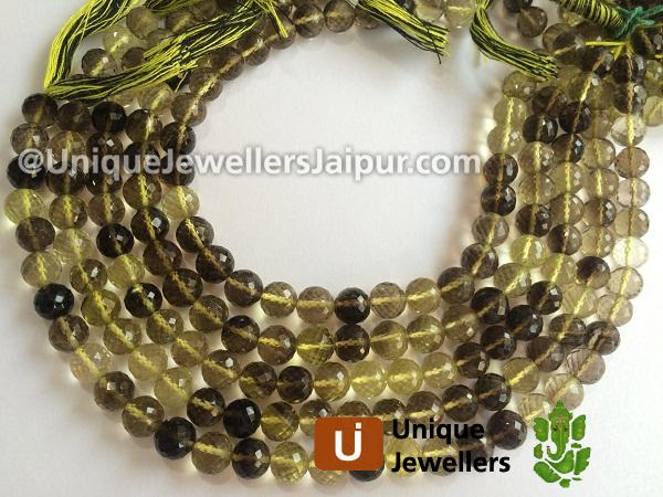 Bi Lemon Quartz Faceted Round Beads